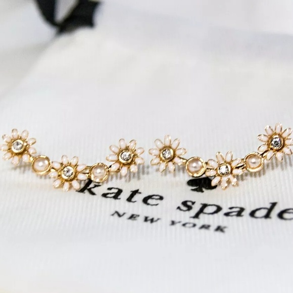 Kate Spade Flower Pearl Ear Climber Vine Earrings - Picture 4 of 4